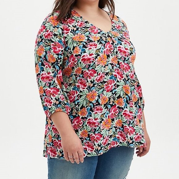 Torrid NWT Black Floral Tunic 3X - Picture 2 of 7